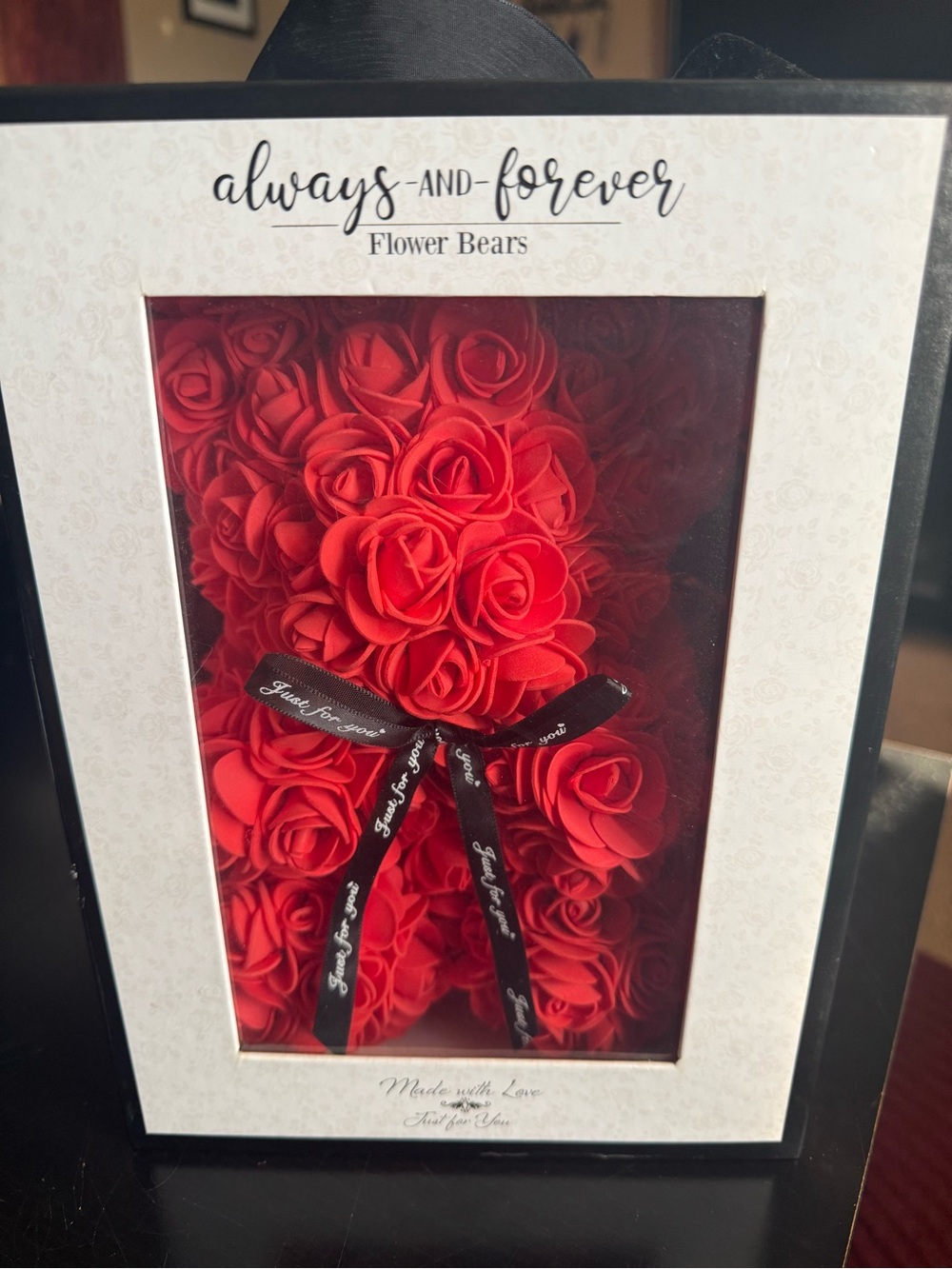 Red Rose Flower Bear